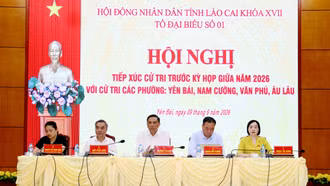 Phó Bí thư Thường trực Tỉnh ủy, Chủ tịch HĐND tỉnh Hoàng Giang tiếp xúc cử tri các phường: Yên Bái, Nam Cường, Âu Lâu, Văn Phú