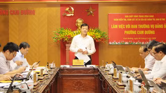 Đoàn kiểm tra, giám sát của Bộ Chính trị, Ban Bí thư làm việc với Ban Thường vụ Đảng ủy phường Cam Đường