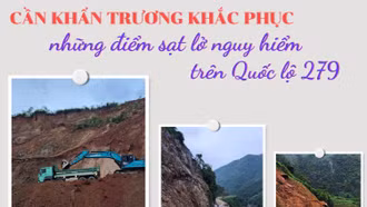 Cần khẩn trương khắc phục những điểm sạt lở nguy hiểm trên Quốc lộ 279