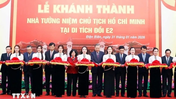 Tổng Bí thư Tô Lâm dự khánh thành Nhà tưởng niệm Chủ tịch Hồ Chí Minh tại Di tích Đồi E2 (Điện Biên)