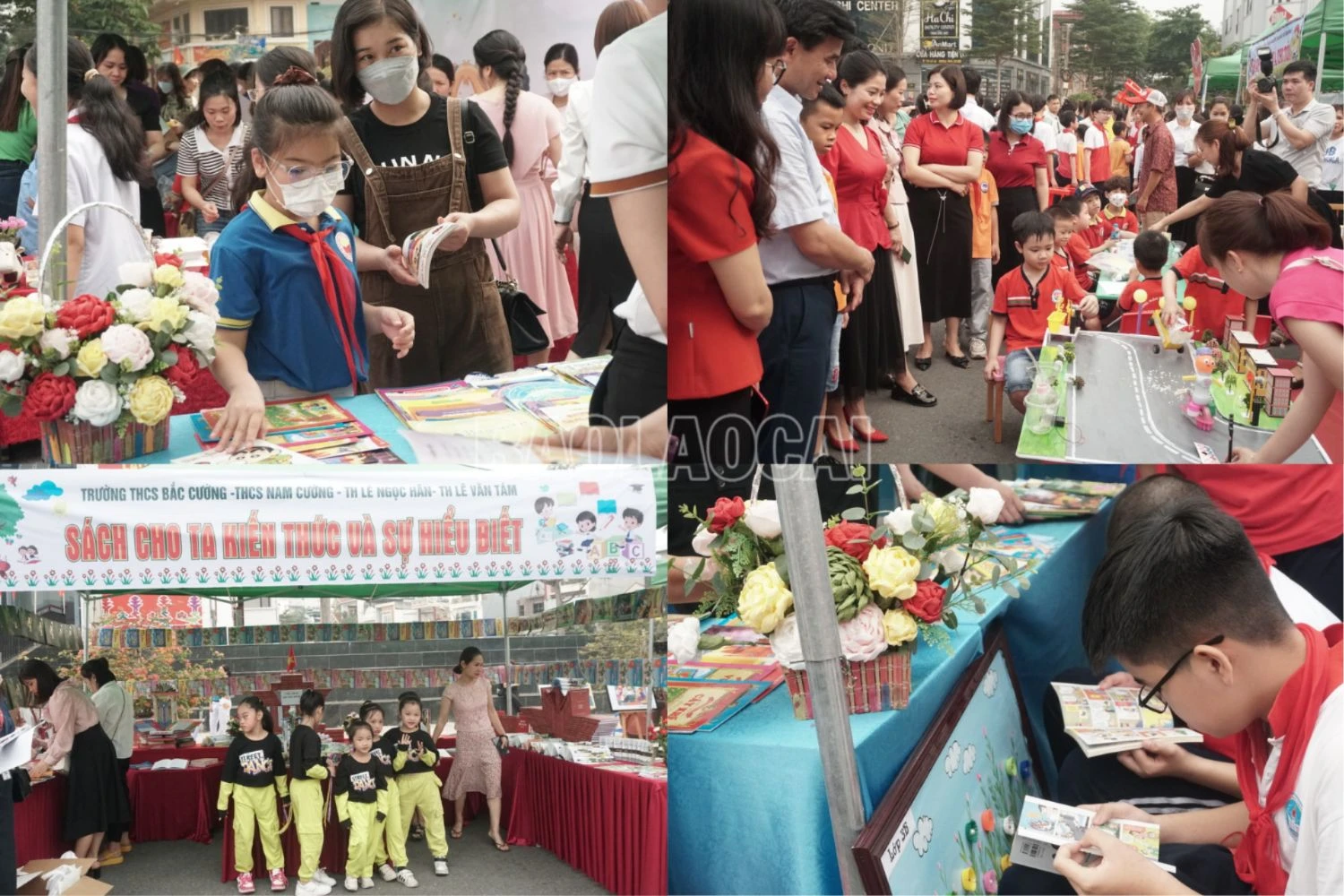 Các học sinh thăm quan và trải nghiệm tại các gian hàng của ngày hội.png