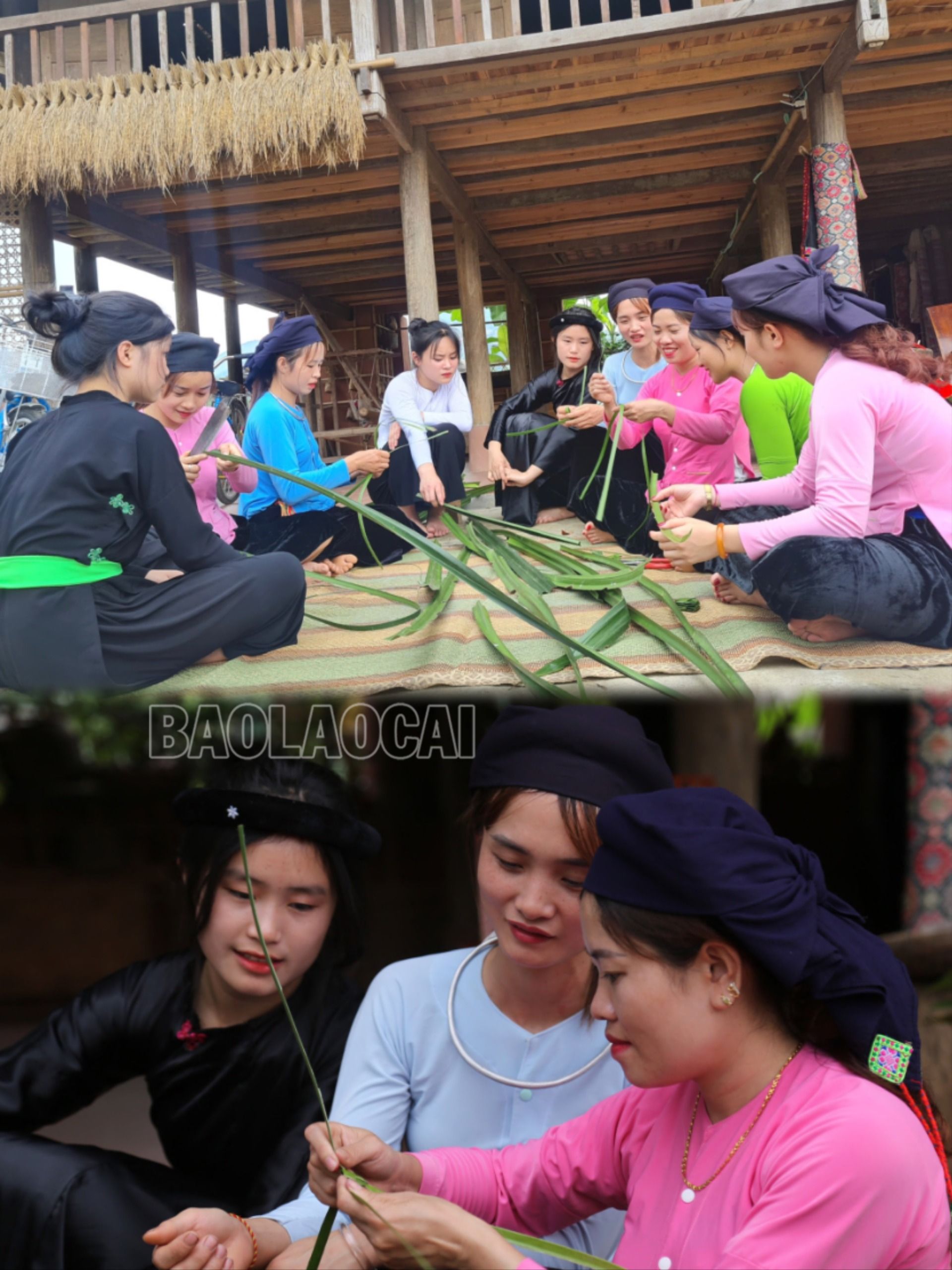Đã thành thông lệ, trước ngày diễn ra lễ hội, phụ nữ trong các bản Tày sẽ cùng nhau lên rừng hái lá dứa về, ngồi bên nhà sàn truyền thống để làm những quả yến. yên thu (2).jpg