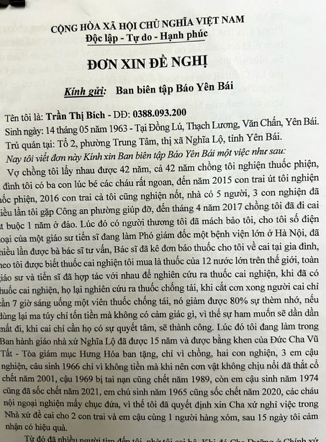 Nghĩa Lộ: Việc tổ chức cai nghiện của bà Trần Thị Bích là không phép, cần phải xử lý ảnh 1 Nghĩa Lộ: Việc tổ chức cai nghiện của bà Trần Thị Bích là không phép, cần phải xử lý ảnh 1