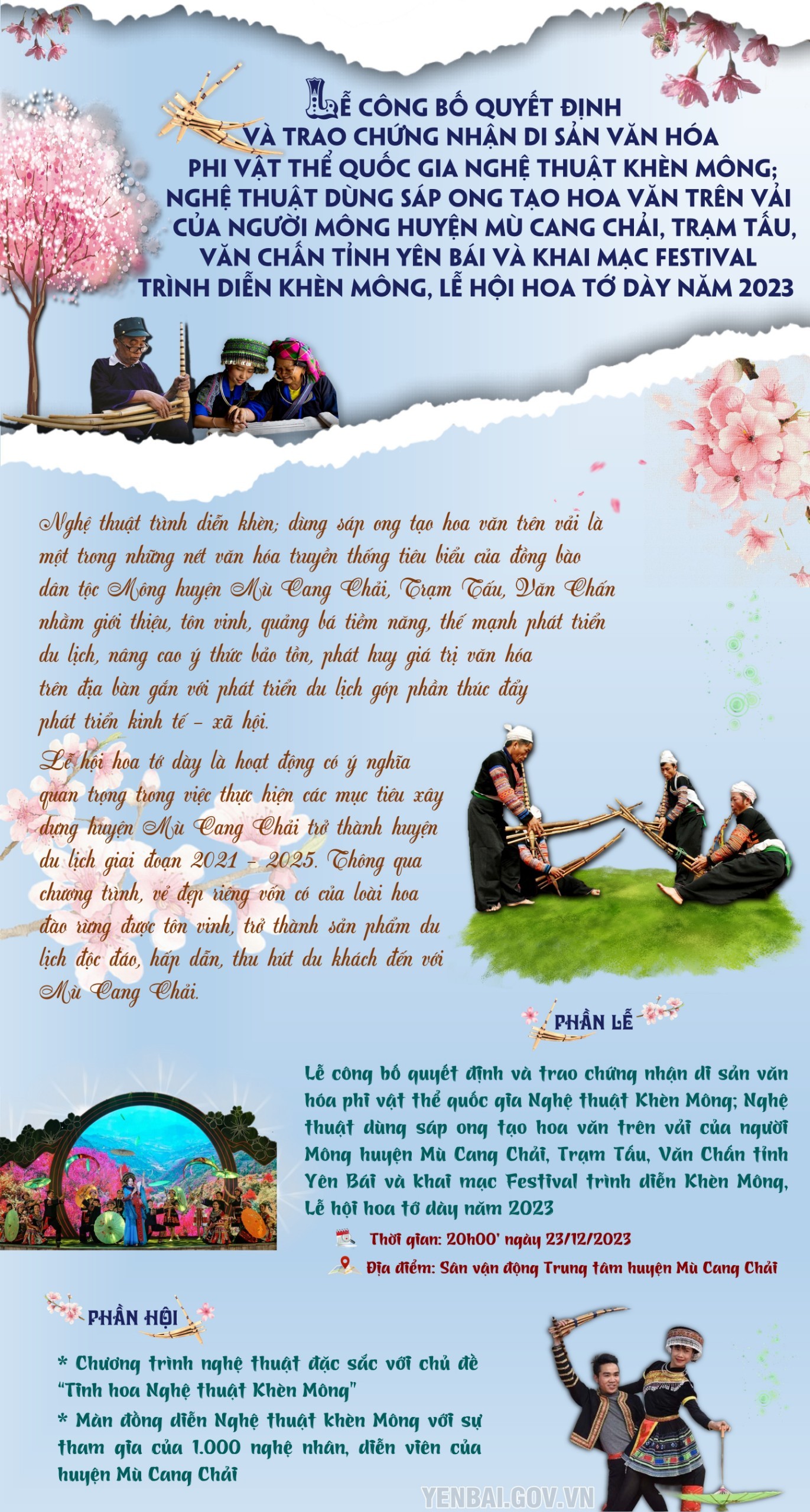 Yên Bái: Từ 23/12, nhiều hoạt động diễn ra trong khuôn khổ Festival trình diễn khèn Mông ảnh 1