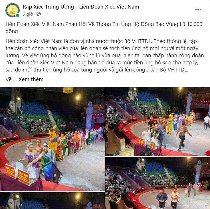 Liên đoàn Xiếc Việt Nam lên tiếng trên fanpage.