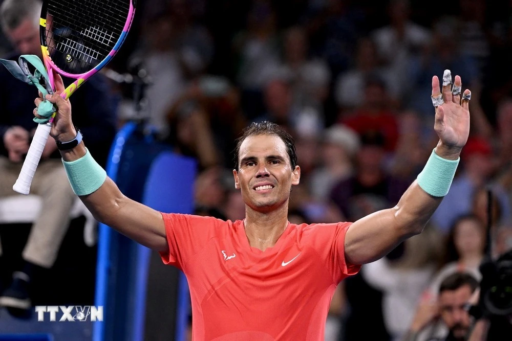 Tay vợt Rafael Nadal thi đấu tại giải quần vợt quốc tế Brisbane ở Australia ngày 2/1/2024.