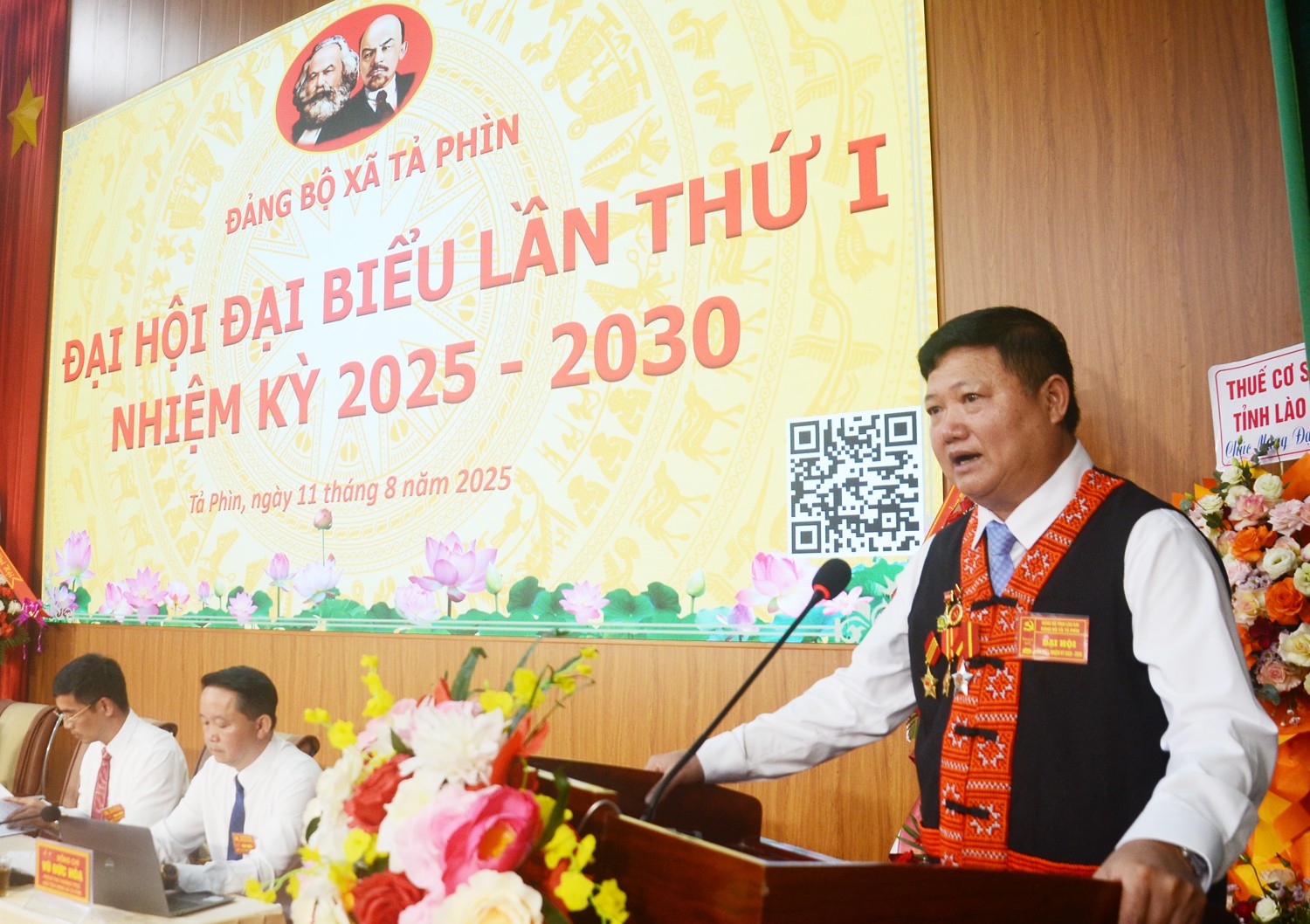 Đồng chí Thào A Sinh - Bí thư Đảng ủy xã Tả Phìn nhiệm kỳ 2025 - 2030 phát biểu tại Đại hội. dsc-3945.jpg