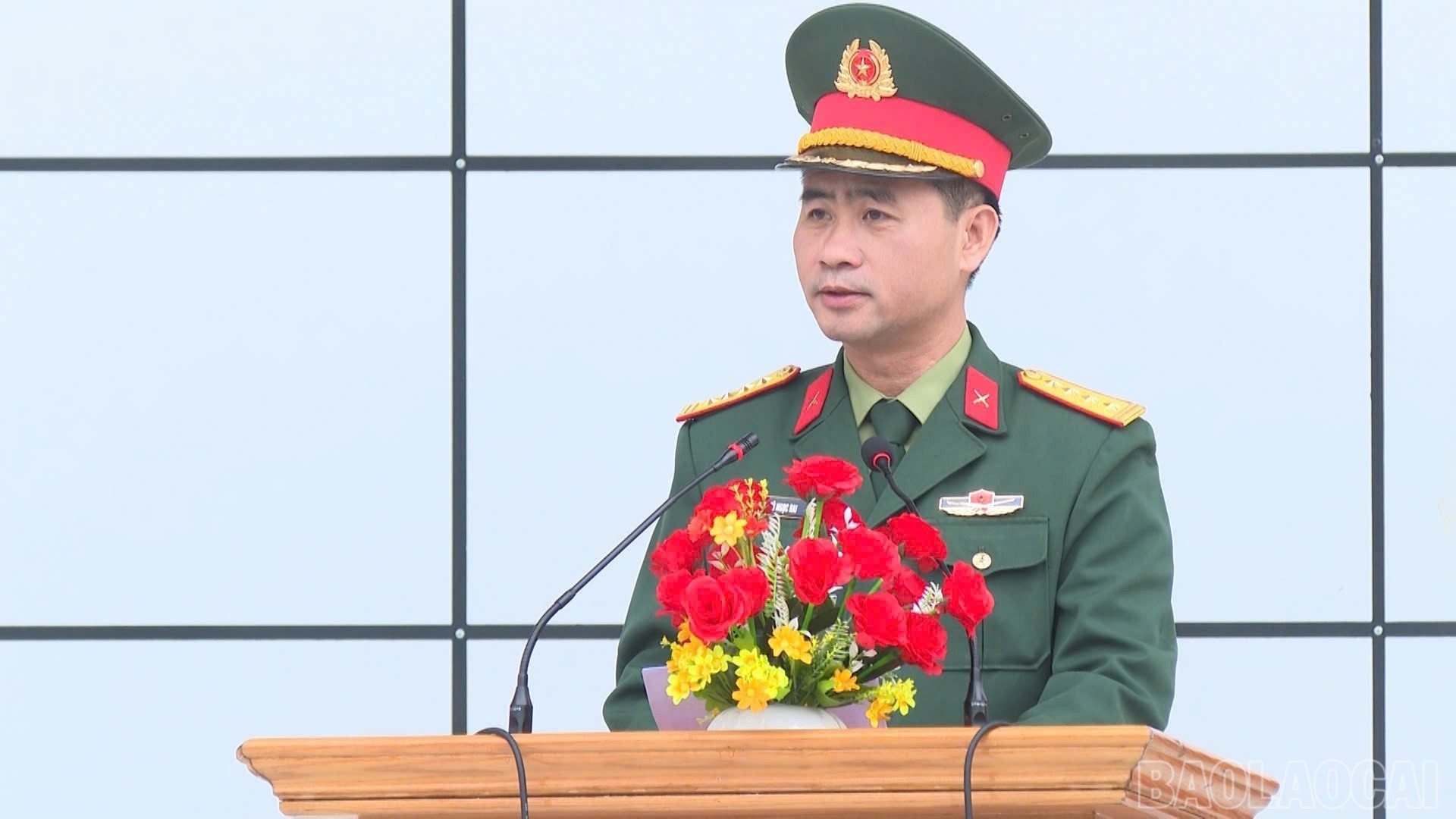 Đại tá Vũ Ngọc Hai, Sư đoàn trưởng Sư đoàn 355 phát biểu tại lễ phát động.