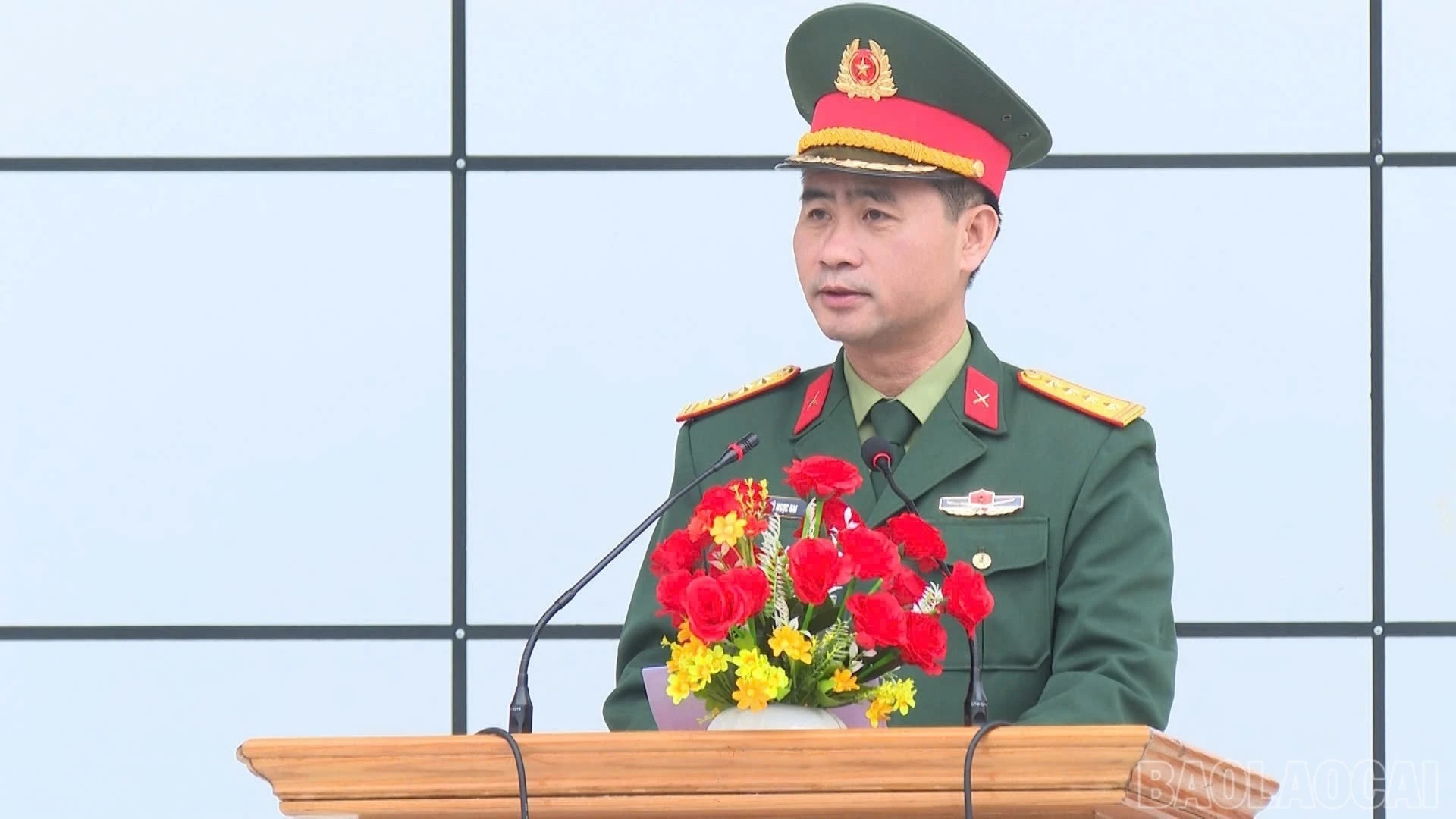 Đại tá Vũ Ngọc Hai, Sư đoàn trưởng Sư đoàn 355 phát biểu tại lễ phát động.