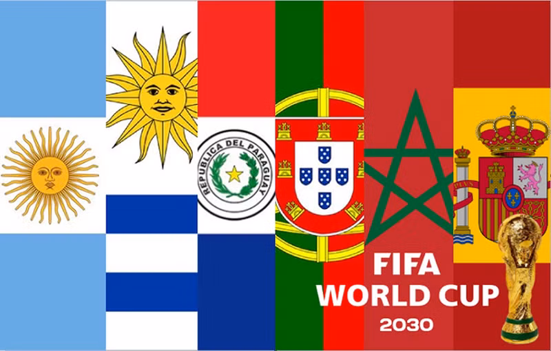 World Cup 2030 sẽ được tổ chức trên 6 quốc gia là Uruguay, Argentina, Paraguay, Bồ Đào Nha, Tây Ban Nha và Morocco.