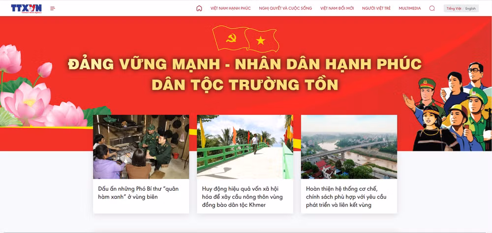 Giao diện Chuyên trang thông tin Bảo vệ nền tảng tư tưởng của Đảng (Chuyên trang 35) của Thông tấn xã Việt Nam.