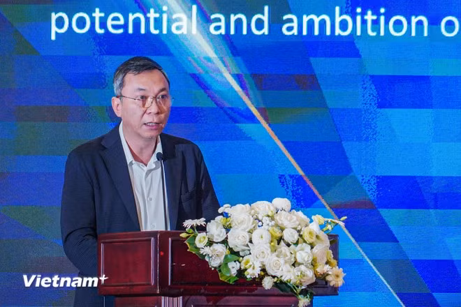 Ông Trần Quốc Tuấn, Chủ tịch Liên đoàn Bóng đá Việt Nam (VFF) phát biểu tại sự kiện.