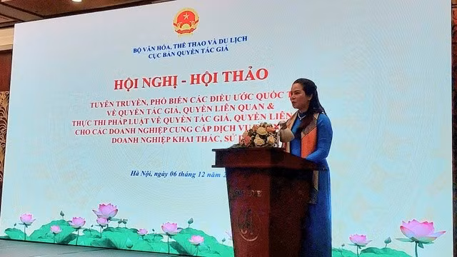Phạm Thị Kim Oanh, Phó Cục trưởng Cục Bản quyền tác giả phát biểu tại Hội nghị - Hội thảo.