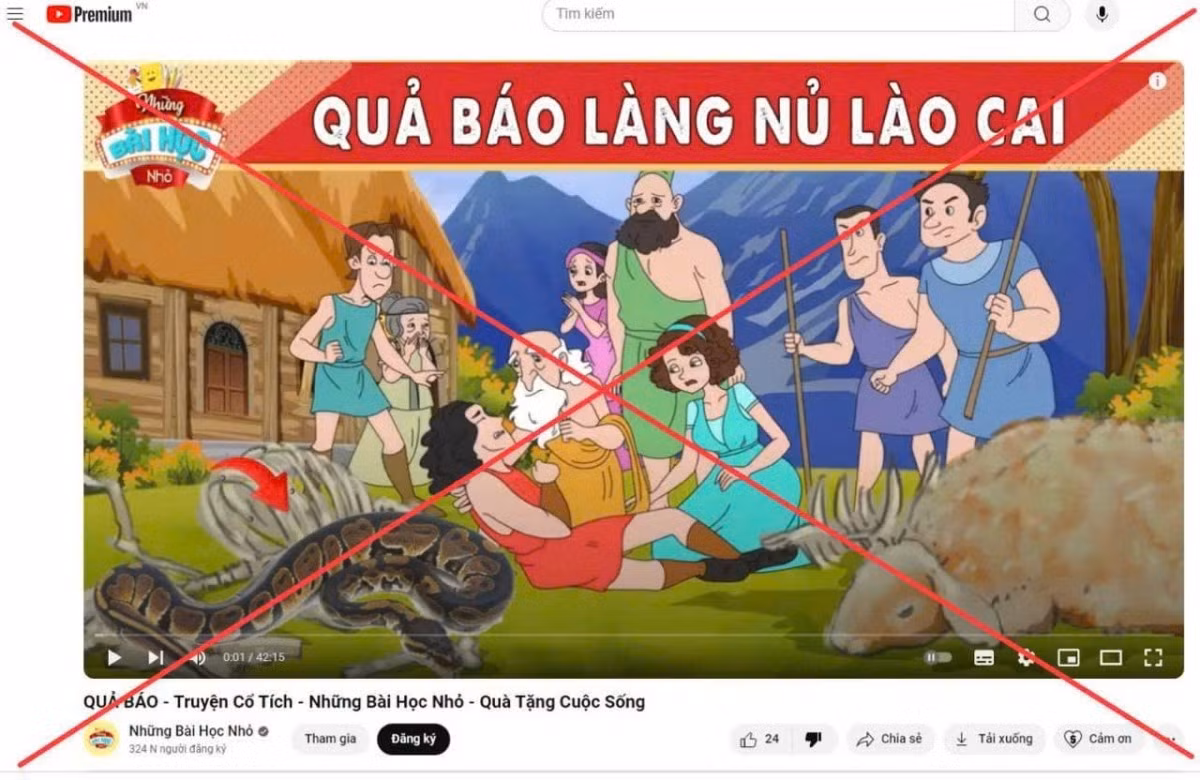 Hình ảnh trên kênh "Những bài học nhỏ" gây bức xúc dư luận.