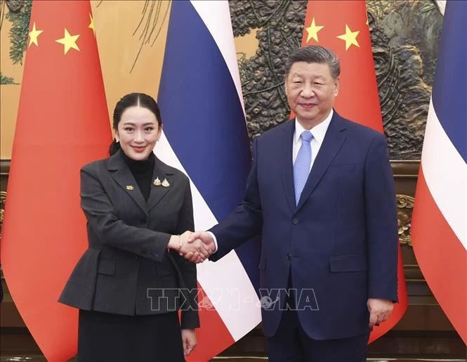 Chủ tịch Trung Quốc Tập Cận Bình (phải) và Thủ tướng Thái Lan Paetongtarn Sinawatra tại cuộc gặp ở Bắc Kinh ngày 6/2/2025.