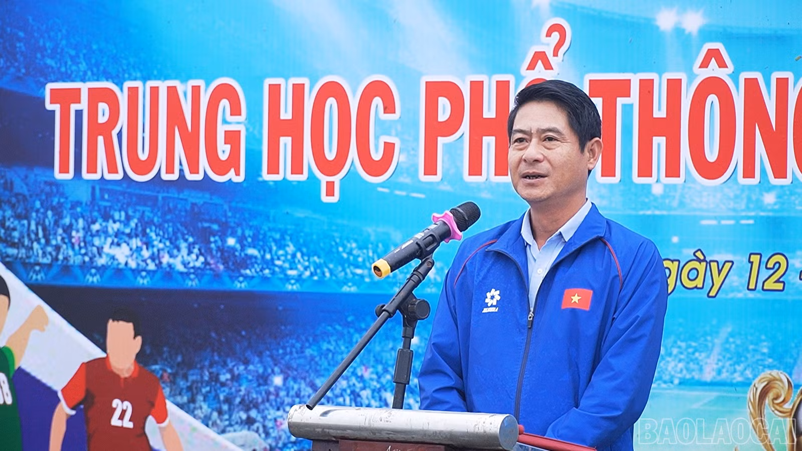 Đồng chí Nguyễn Thái Hòa - Phó Giám đốc Sở Văn hóa, Thể thao và Du lịch tỉnh Lào Cai phát biểu khai mạc giải.