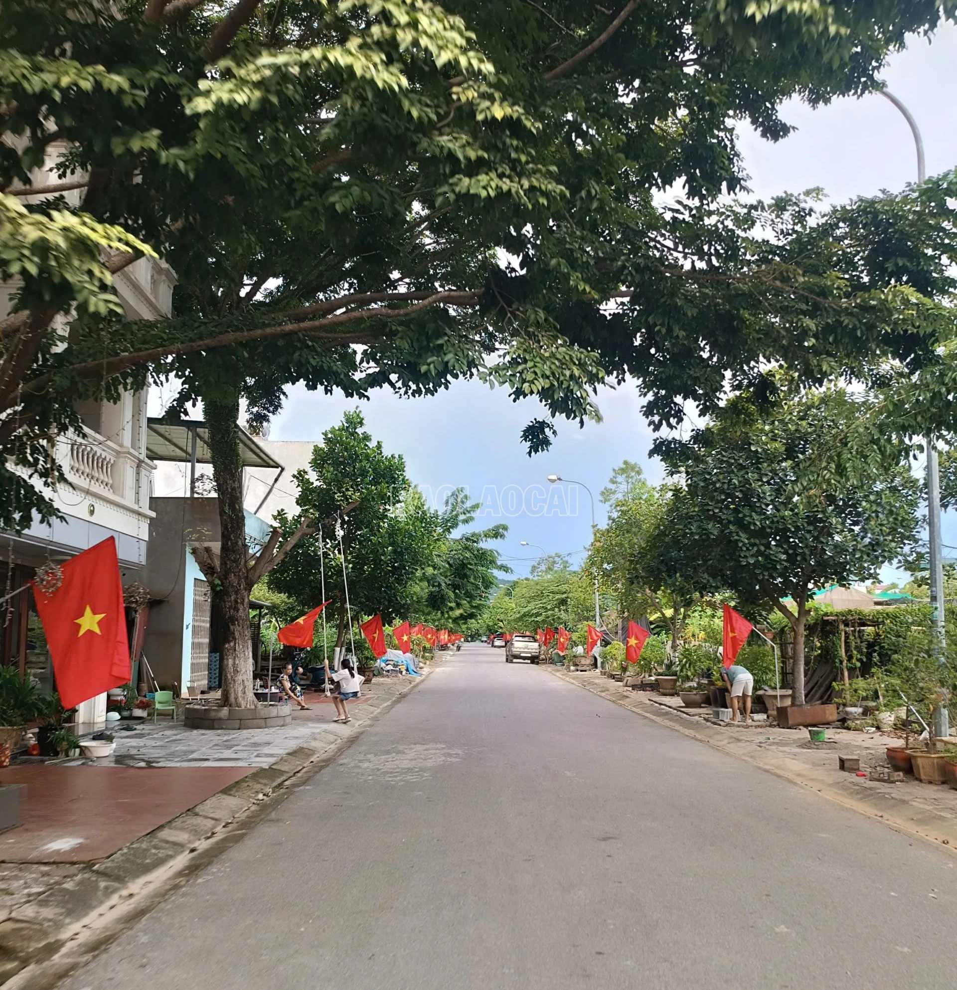 Nhiều tuyến đường rực rỡ màu cờ đỏ sao vàng.