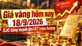 Giá vàng sáng hôm nay 18/9/2026: SJC bật tăng 1,2 triệu đồng/lượng