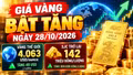 Giá vàng hôm nay 28/10: Vàng thế giới phục hồi mạnh, SJC tăng nhẹ