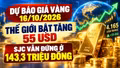 Giá vàng hôm nay 16/10/2026: Vàng thế giới phục hồi mạnh, SJC chưa tăng theo