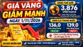 Giá vàng hôm nay 1/11: SJC lao dốc, vàng thế giới giữ vùng thấp nhất một năm