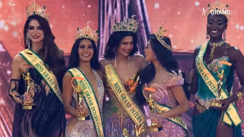 Top 5 Miss Grand International 2024. (Ảnh chụp màn hình)