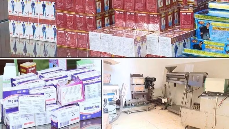 Tang vật vụ thuốc giả vừa bị Công an Thanh Hóa triệt phá.