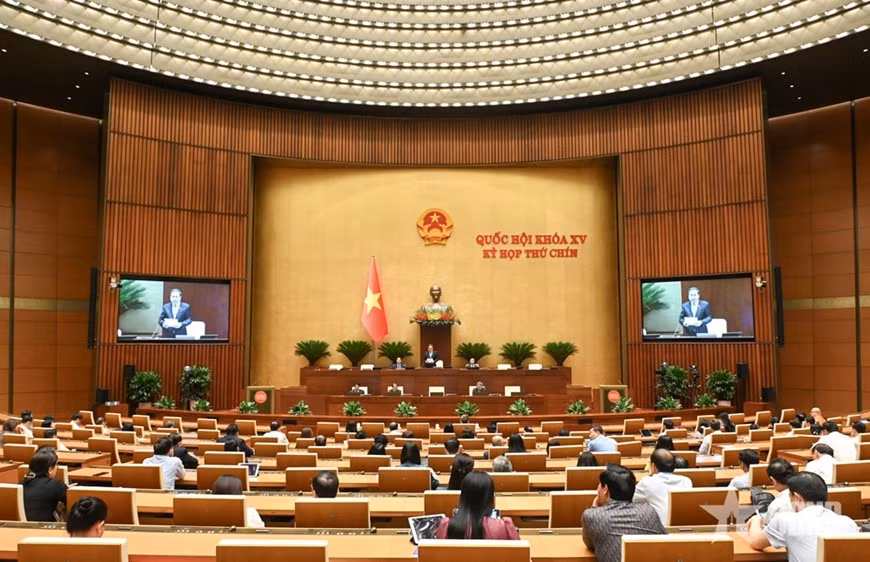 Quang cảnh phiên họp cuối cùng tại đợt 1, Kỳ họp thứ chín, Quốc hội khóa XV. Ảnh: TRỌNG HẢI