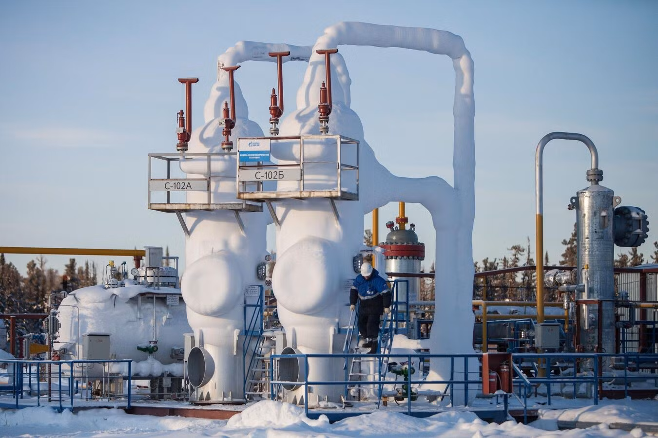 Đường ống dẫn khí của Tập đoàn Gazprom tại mỏ Kovykta. Ảnh: Sputnik