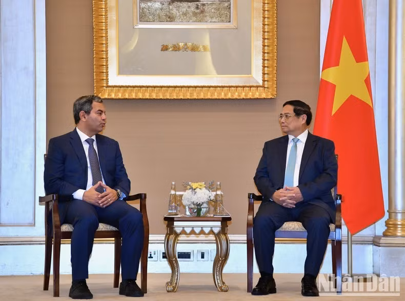 Thủ tướng Phạm Minh Chính và ông Tamer Wagih Salem, Chủ tịch Tập đoàn Prime Group (Ảnh: Thanh Giang).