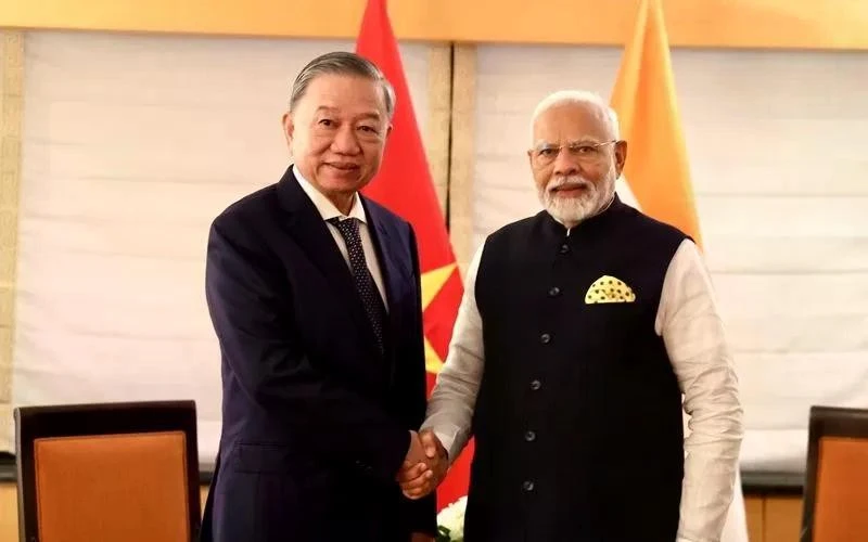 Tổng Bí thư, Chủ tịch nước Tô Lâm gặp gỡ Thủ tướng Ấn Độ Narendra Modi tại New York (Mỹ), tháng 9/2024.