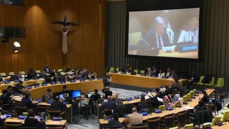 Quang cảnh một cuộc họp về tình hình Palestine tại trụ sở liên hợp quốc ở New York Mỹ.