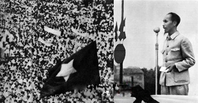 Ngày 2/9/1945, tại Quảng trường Ba Đình, Hà Nội, Chủ tịch Hồ Chí Minh đọc bản "Tuyên ngôn độc lập", khai sinh ra nước Việt Nam Dân chủ Cộng hòa. Ảnh tư liệu
