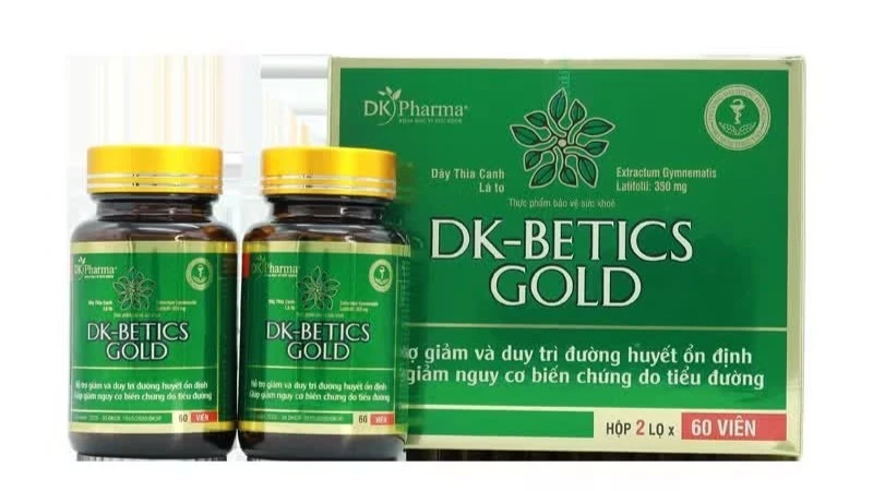 Thực phẩm bảo vệ sức khỏe DK-Betics Gold quảng cáo không phù hợp với giấy xác nhận. (Ảnh chụp màn hình)