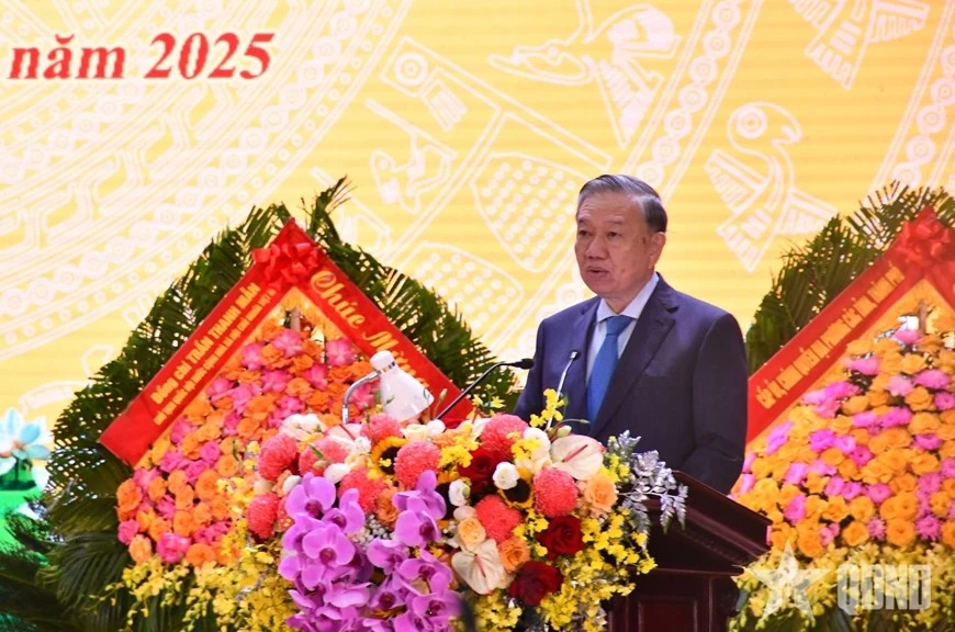 Tổng Bí thư Tô Lâm phát biểu tại lễ kỷ niệm.
