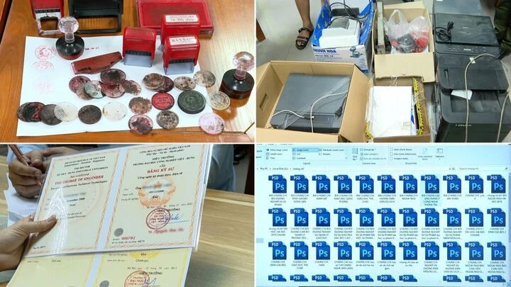 Công cụ, phương tiện của các đối tượng sử dụng để làm giấy tờ giả.
