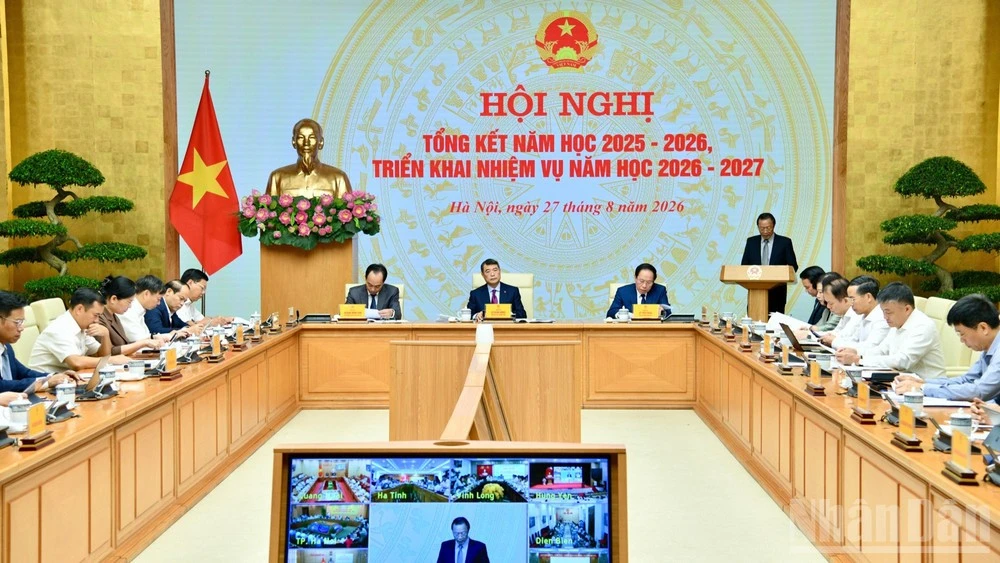 Quang cảnh hội nghị tại điểm cầu Chính phủ. Ảnh: Báo Nhân Dân