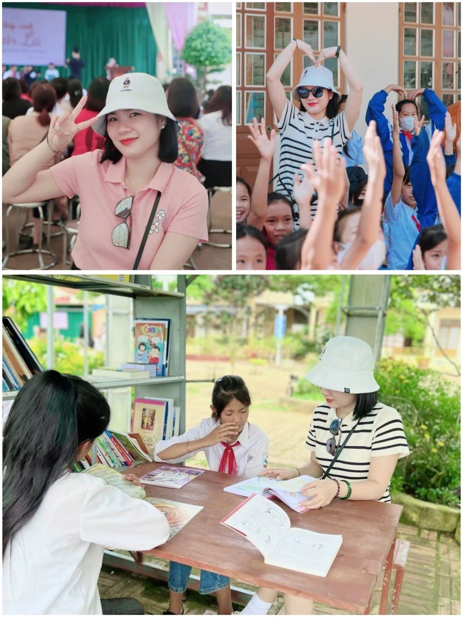 Chị Hồng Anh, cố vấn nhóm “Thư viện từ những bông hoa” tích cực tham gia các hoạt động của nhóm.