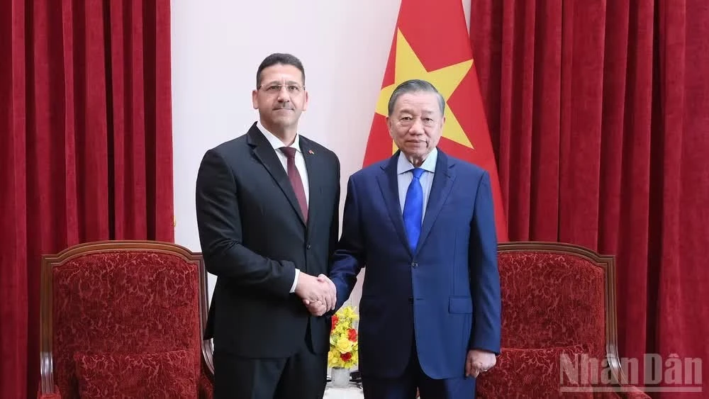 Tổng Bí thư, Chủ tịch nước Tô Lâm tiếp Đại sứ Nhà nước Palestine tại Việt Nam Shadi Abu Zarqa. (Ảnh: ĐĂNG KHOA)
