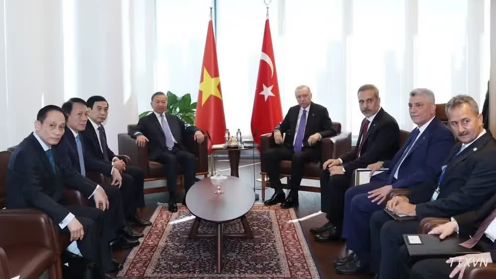 Tổng Bí thư, Chủ tịch nước Tô Lâm gặp Tổng thống Thổ Nhĩ Kỳ Recep Tayyip Erdogan. (Ảnh: TTXVN)