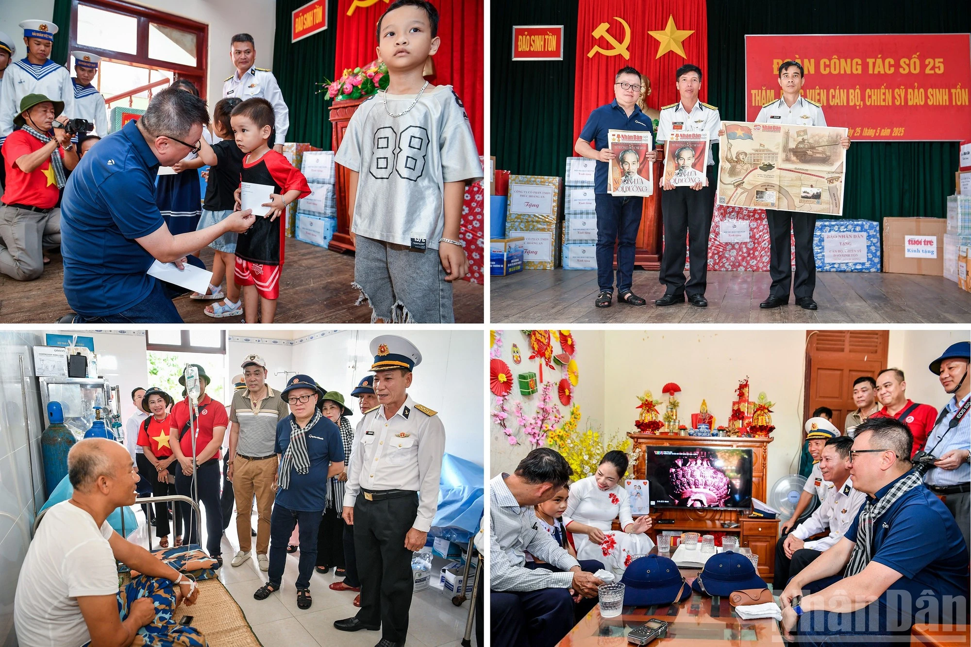 Ngoài những món quà ý nghĩa và thiết thực, các nhà báo đã đi thăm hỏi, động viên cán bộ chiến sĩ và người dân đảo Sinh Tồn.