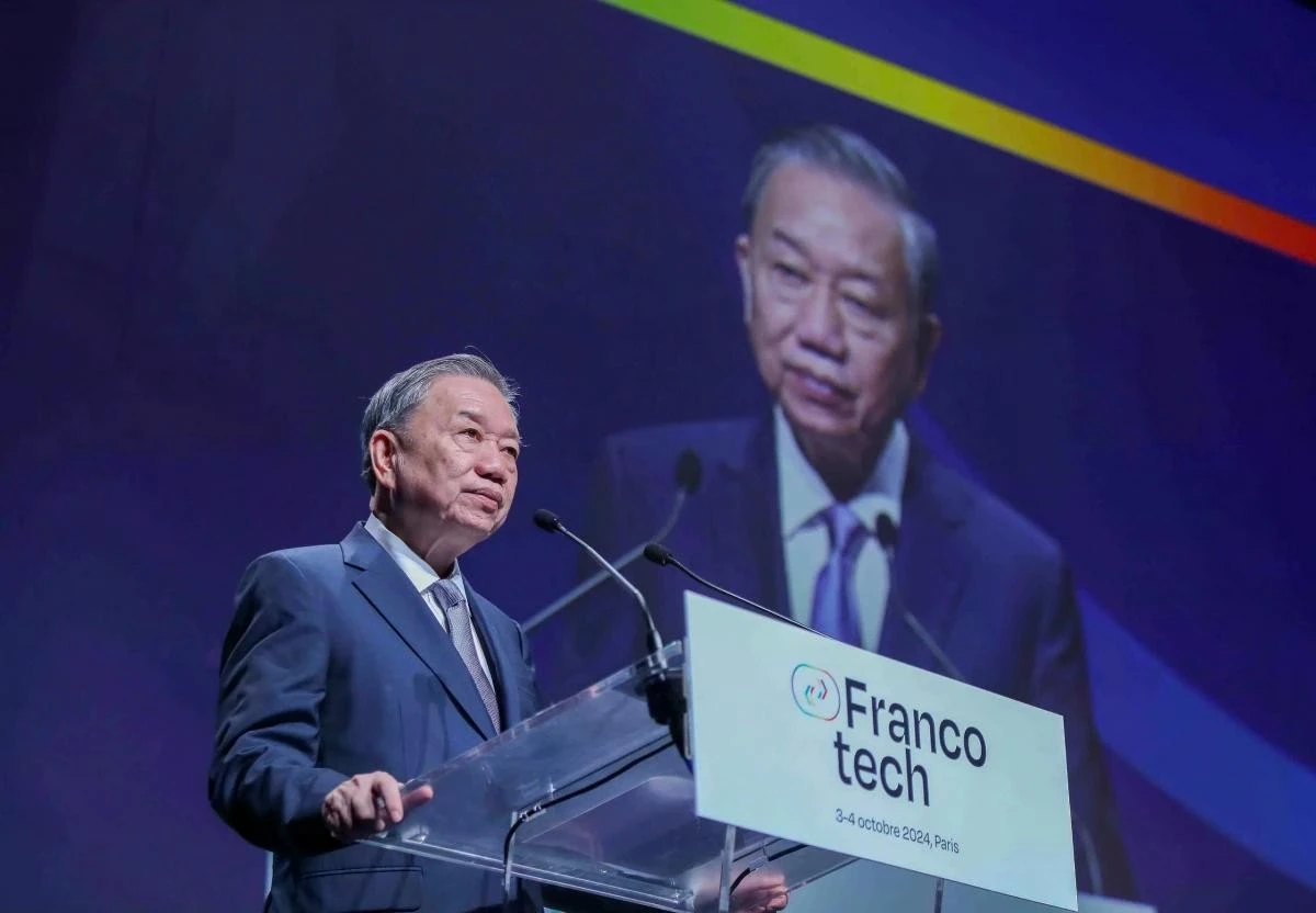 Tổng Bí thư, chủ tịch nước Tô Lâm phát biểu tại diễn đàn Franco Tech.
