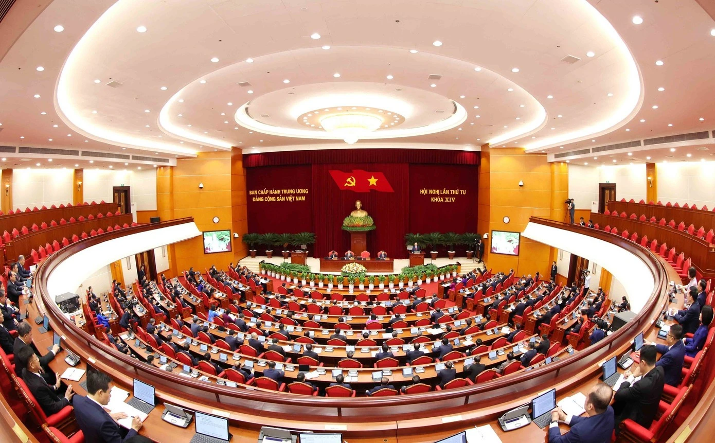 Hội nghị Trung ương 4 khóa XIV. Ảnh: TTXVN.