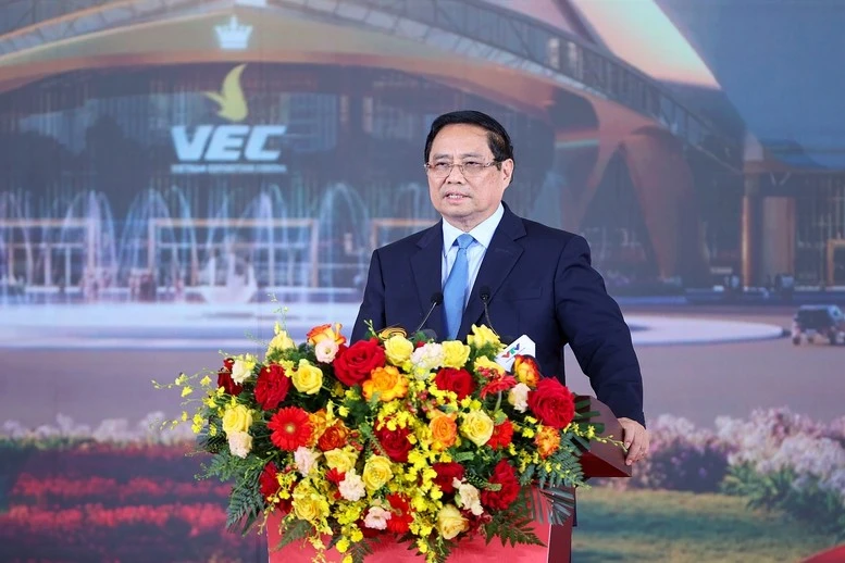 Thủ tướng Phạm Minh Chính phát biểu tại lễ khánh thành, khởi công 250 công trình, dự án chào mừng kỷ niệm 80 năm Quốc khánh nước Cộng hòa xã hội chủ nghĩa Việt Nam.