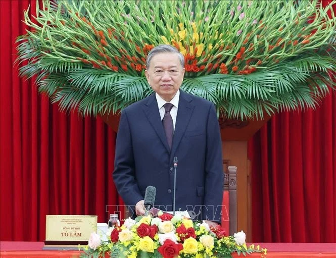 Tổng Bí thư Tô Lâm phát biểu.