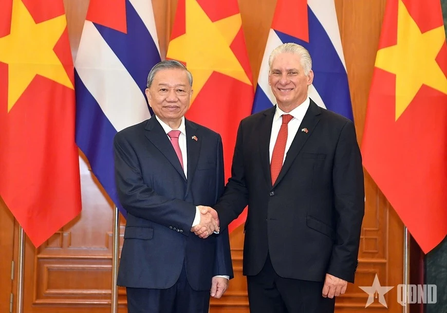 Tổng Bí thư Tô Lâm và Bí thư thứ nhất, Chủ tịch nước Cộng hòa Cuba Miguel Díaz-Canel Bermúdez.