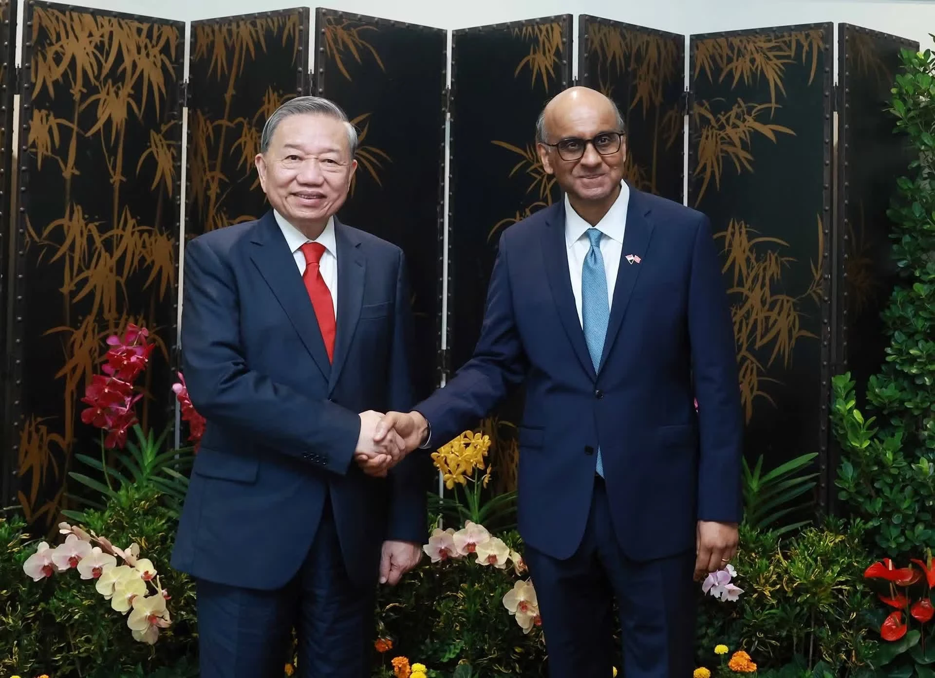 Tổng thống Singapore Tharman Shanmugaratnam tiếp Tổng Bí thư Tô Lâm hồi tháng 3/2025 trong khuôn khổ chuyến thăm chính thức tới Singapore.