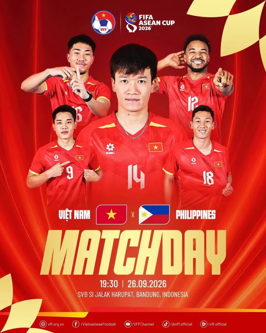 Trận ra quân của đội tuyển Việt Nam gặp Philippines sẽ diễn ra lúc 19h30 ngày 26/9.