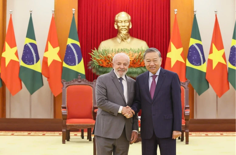 Tổng Bí thư Tô Lâm tiếp Tổng thống Luiz Inácio Lula da Silva.