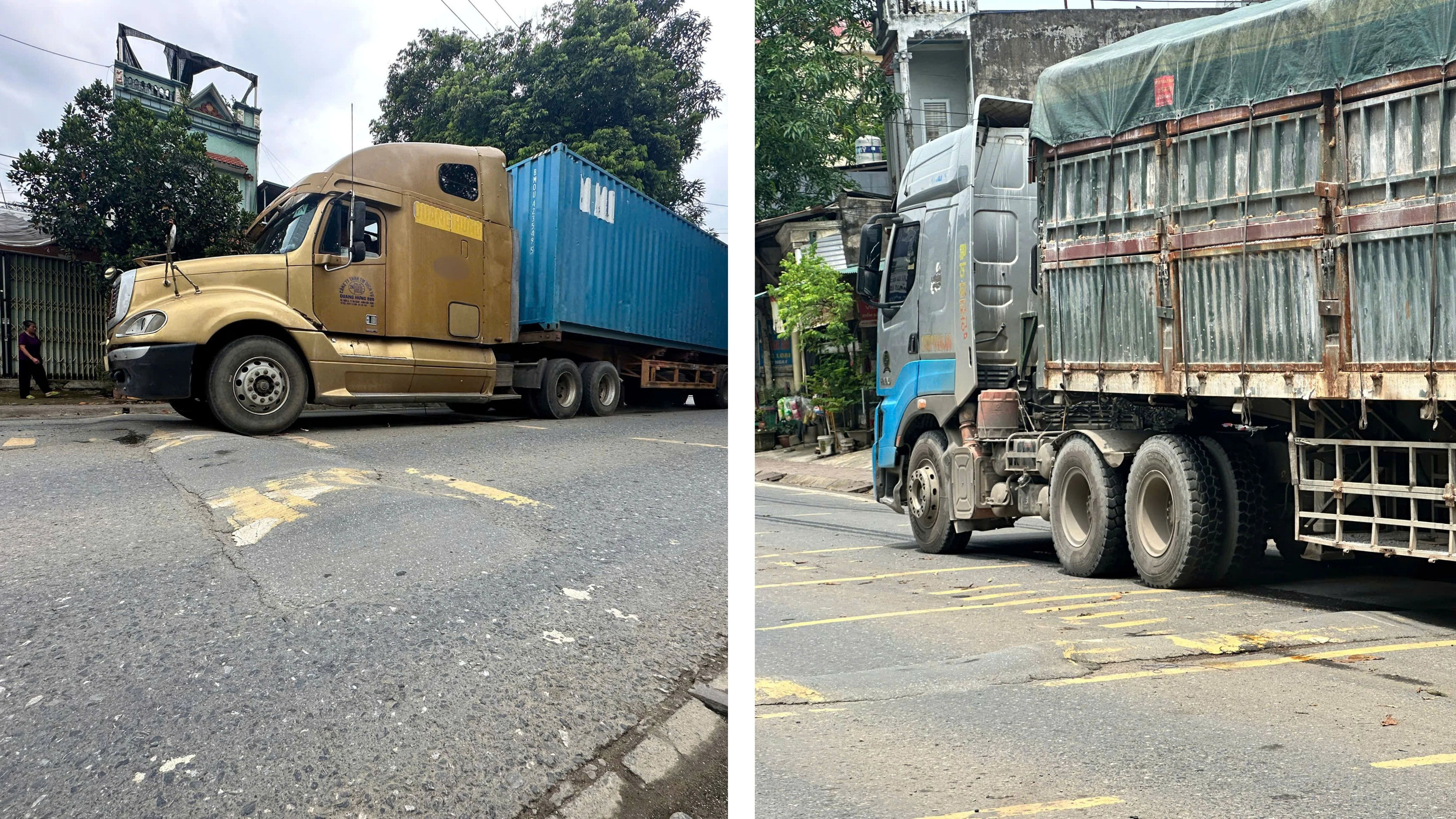 Tiếng ồn của các phương tiện trọng tải lớn qua gồ giảm tốc ảnh hưởng đến đời sống người dân hai bên đường.
